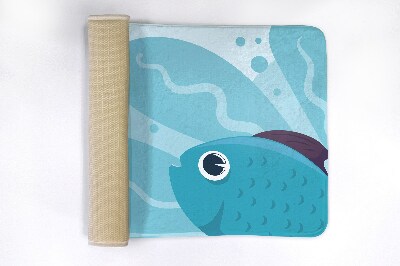 Non slip shower mat Blue Fish