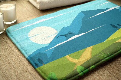 Bath mat mountains view