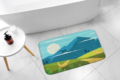 Bath mat mountains view