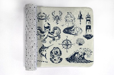 Non slip bath mat Sea Symbols