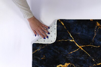 Non slip bath mat Navy blue marble