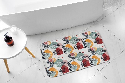 Bathmat Birds Flowers Pattern