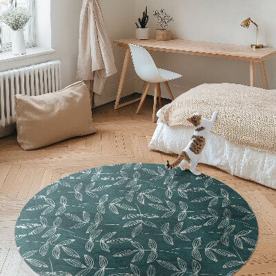 Vinyl floor rug Minimalist twigs with boho leaves