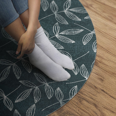 Vinyl floor rug Minimalist twigs with boho leaves