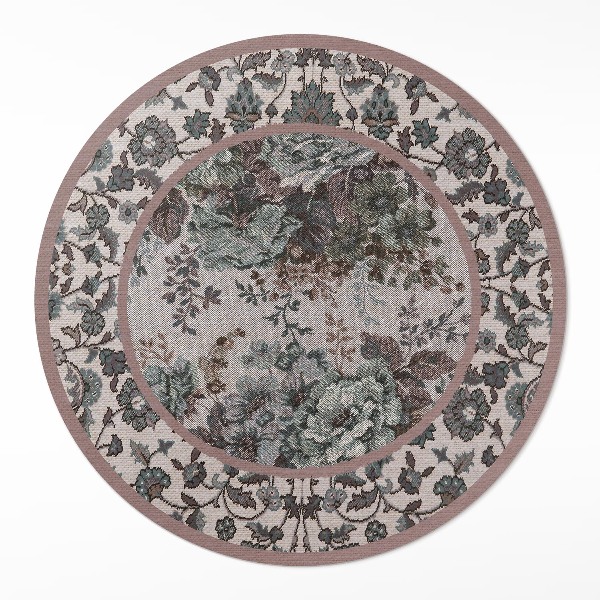 Vinyl floor rug Decorative flowers on textiles