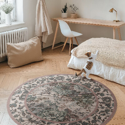 Vinyl floor rug Decorative flowers on textiles