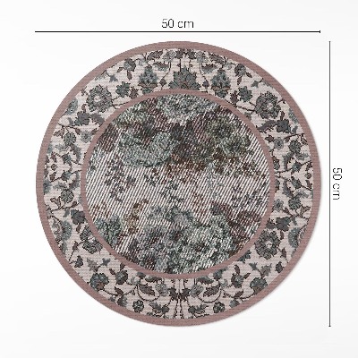 Vinyl floor rug Decorative flowers on textiles