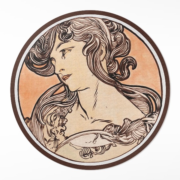 Pvc rug Portrait of a woman by Alfons Mucha