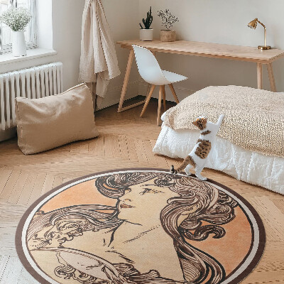 Pvc rug Portrait of a woman by Alfons Mucha