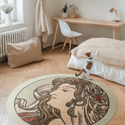 Pvc carpet Portrait of a woman by Alfons Mucha