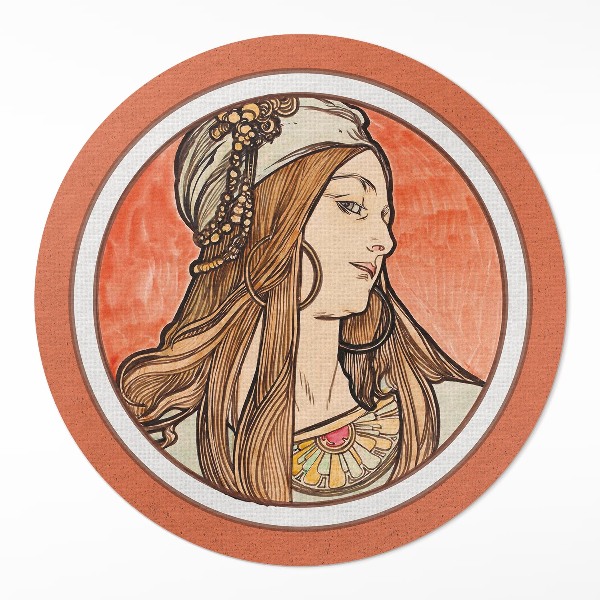 Vinyl rug Woman in stained glass by Alfons Mucha