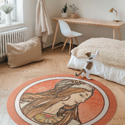 Vinyl rug Woman in stained glass by Alfons Mucha