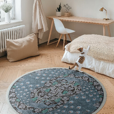 Vinyl floor rug Blue peacocks in a vineyard