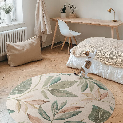 Vinyl floor rug Delicate boho leaves