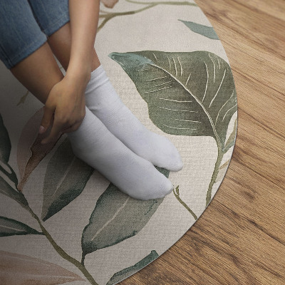 Vinyl floor rug Delicate boho leaves