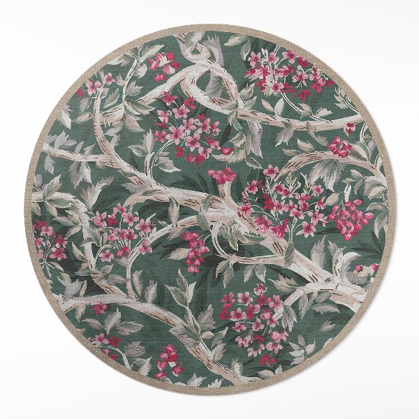 Vinyl rug Branches with leaves and flowers vintage