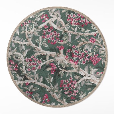 Vinyl rug Branches with leaves and flowers vintage