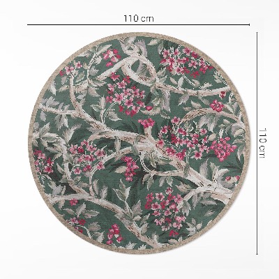 Vinyl rug Branches with leaves and flowers vintage