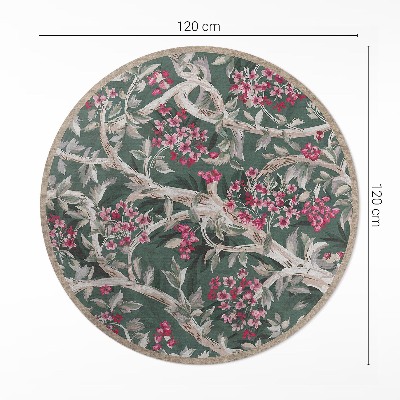 Vinyl rug Branches with leaves and flowers vintage