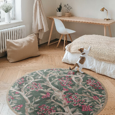 Vinyl rug Branches with leaves and flowers vintage