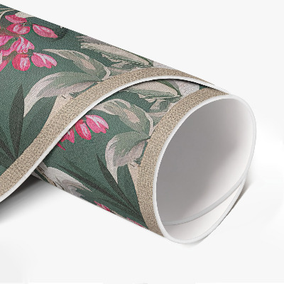 Vinyl rug Branches with leaves and flowers vintage