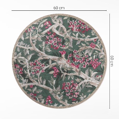 Vinyl rug Branches with leaves and flowers vintage
