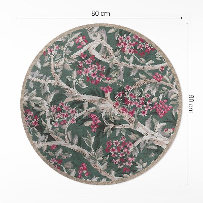 Vinyl rug Branches with leaves and flowers vintage