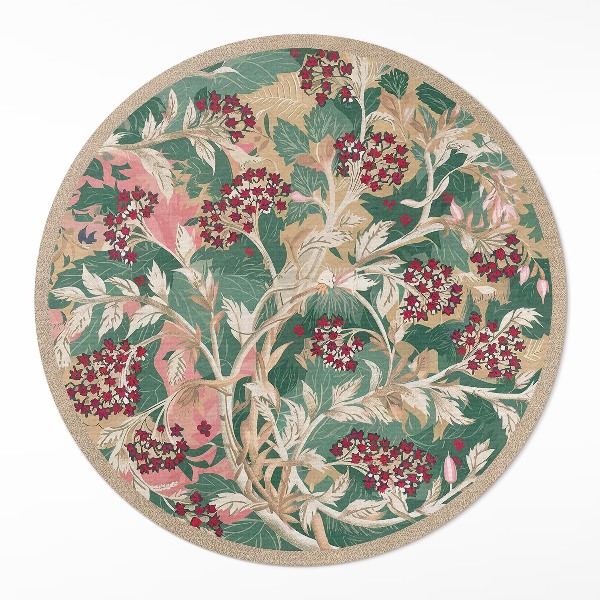 Vinyl floor rug Graphic of vegetation vintage flowers and leaves