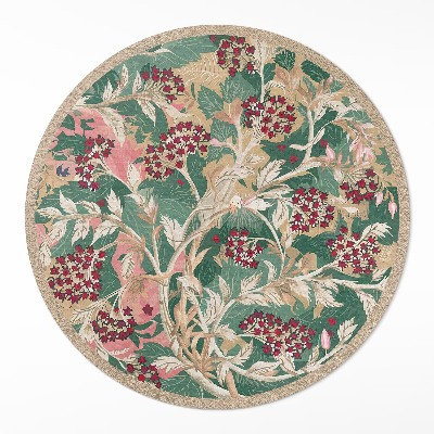 Vinyl floor rug Graphic of vegetation vintage flowers and leaves