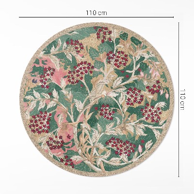 Vinyl floor rug Graphic of vegetation vintage flowers and leaves