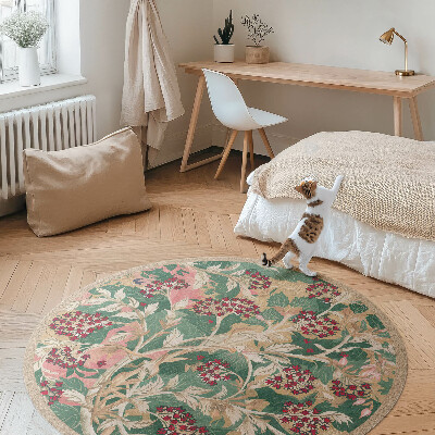 Vinyl floor rug Graphic of vegetation vintage flowers and leaves
