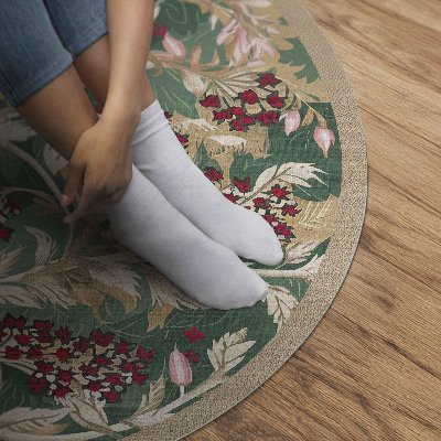 Vinyl floor rug Graphic of vegetation vintage flowers and leaves