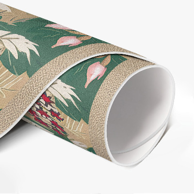 Vinyl floor rug Graphic of vegetation vintage flowers and leaves