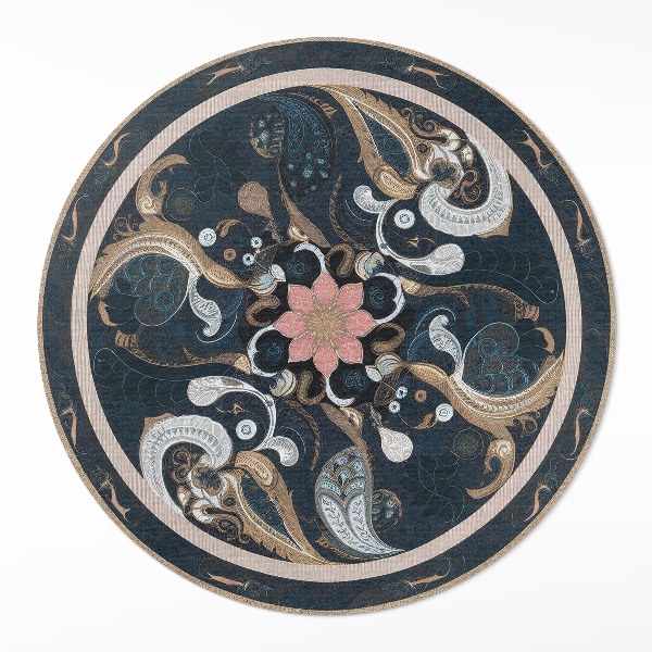 Pvc rug Abstraction of shapes and flower in vintage style