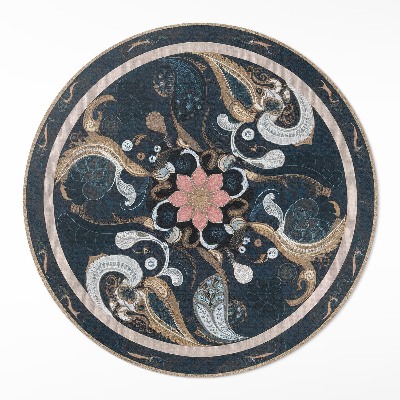 Pvc rug Abstraction of shapes and flower in vintage style