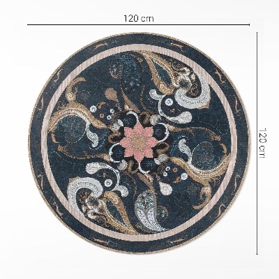Pvc rug Abstraction of shapes and flower in vintage style