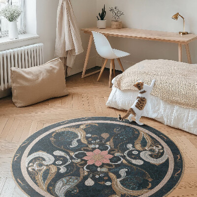 Pvc rug Abstraction of shapes and flower in vintage style