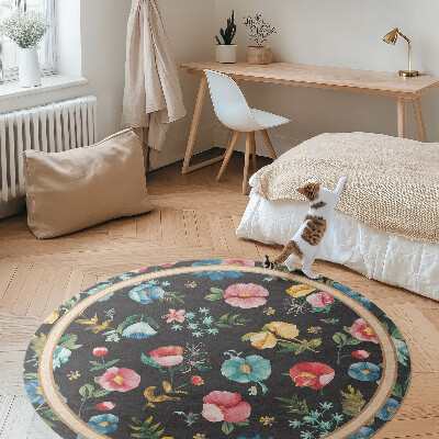 Vinyl rug Delicate colorful flowers wildflowers meadow vintage