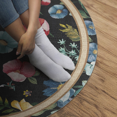 Vinyl rug Delicate colorful flowers wildflowers meadow vintage