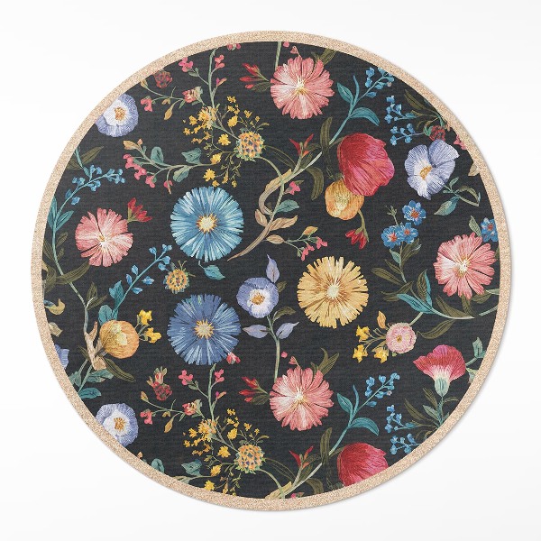 Vinyl floor rug Colorful wildflower delicate flowers vintage
