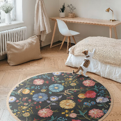 Vinyl floor rug Colorful wildflower delicate flowers vintage