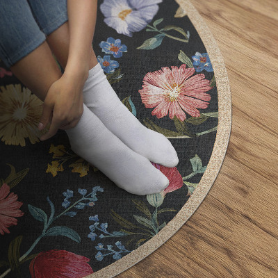 Vinyl floor rug Colorful wildflower delicate flowers vintage