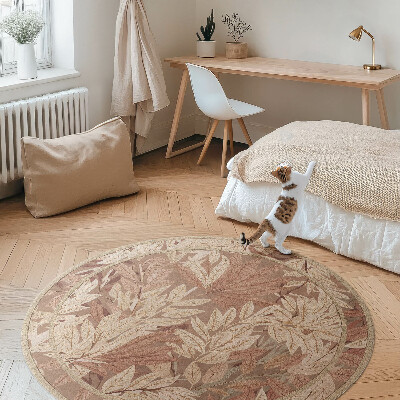 Pvc rug Leaves in boho style vintage vegetation