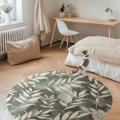 Vinyl floor rug Bright delicate leaves vegetation vintage