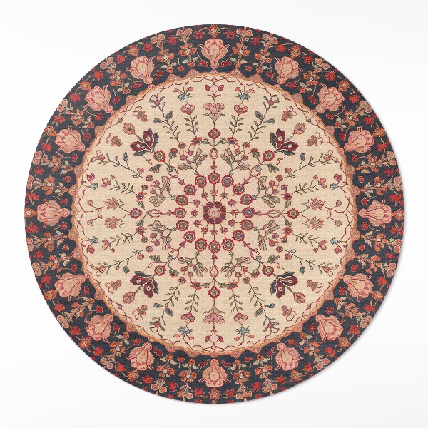 Pvc rug Mandala style Persian floral motif vintage