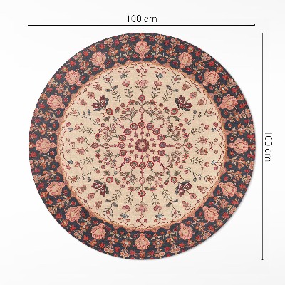 Pvc rug Mandala style Persian floral motif vintage