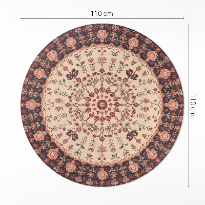 Pvc rug Mandala style Persian floral motif vintage