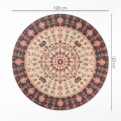Pvc rug Mandala style Persian floral motif vintage
