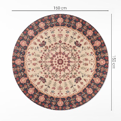 Pvc rug Mandala style Persian floral motif vintage