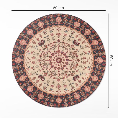 Pvc rug Mandala style Persian floral motif vintage